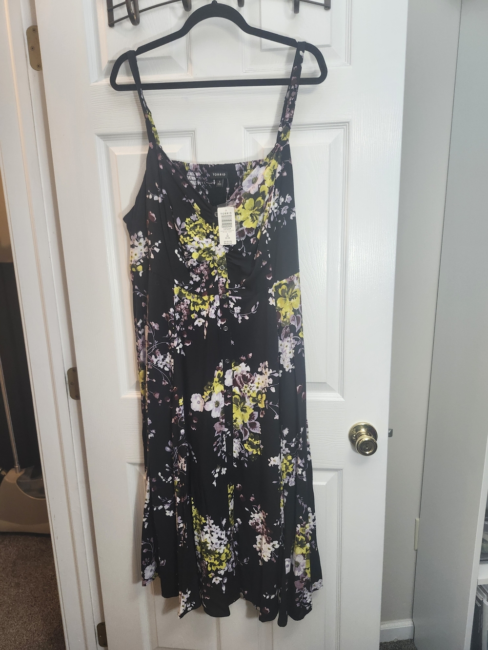 Torrid Black Floral Maxi Dress with Yellow & Pink Blossoms, Torrid 3 = 3X